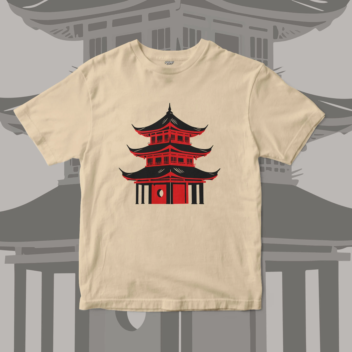 Red Pagoda Silhouette | Unisex Jersey Short Sleeve Tee - Image 15