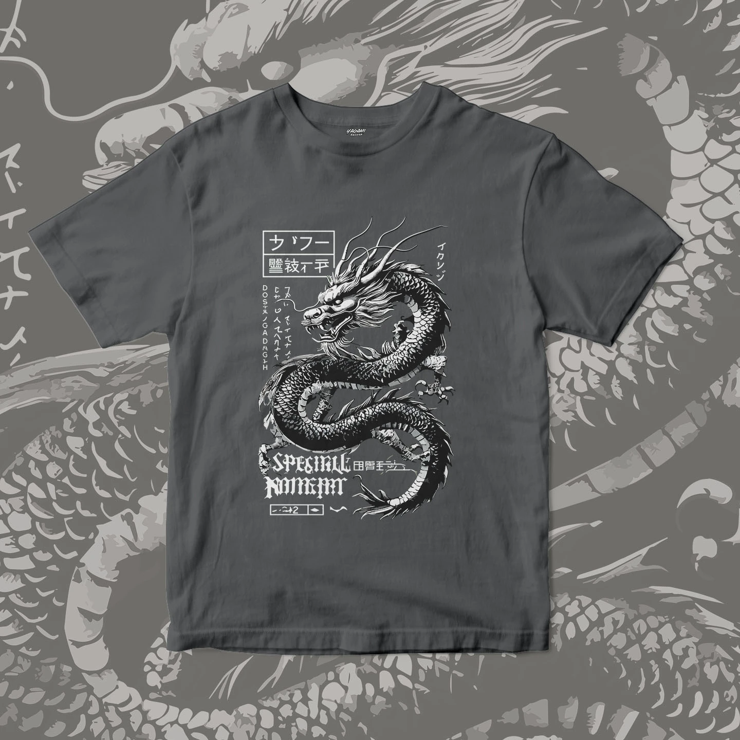 Monochrome Dragon Spirit | Unisex Jersey Short Sleeve Tee - Image 11