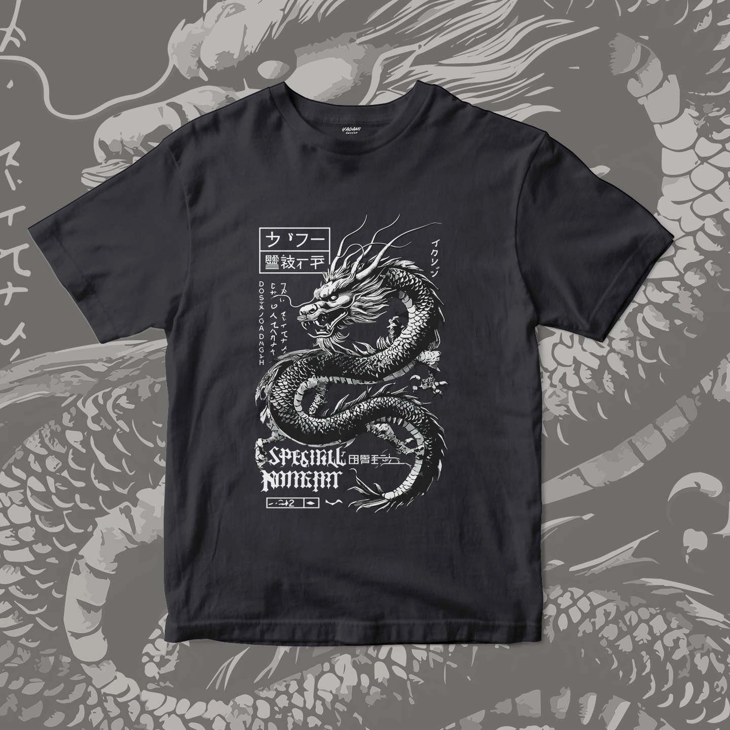 Monochrome Dragon Spirit | Unisex Jersey Short Sleeve Tee - Image 9
