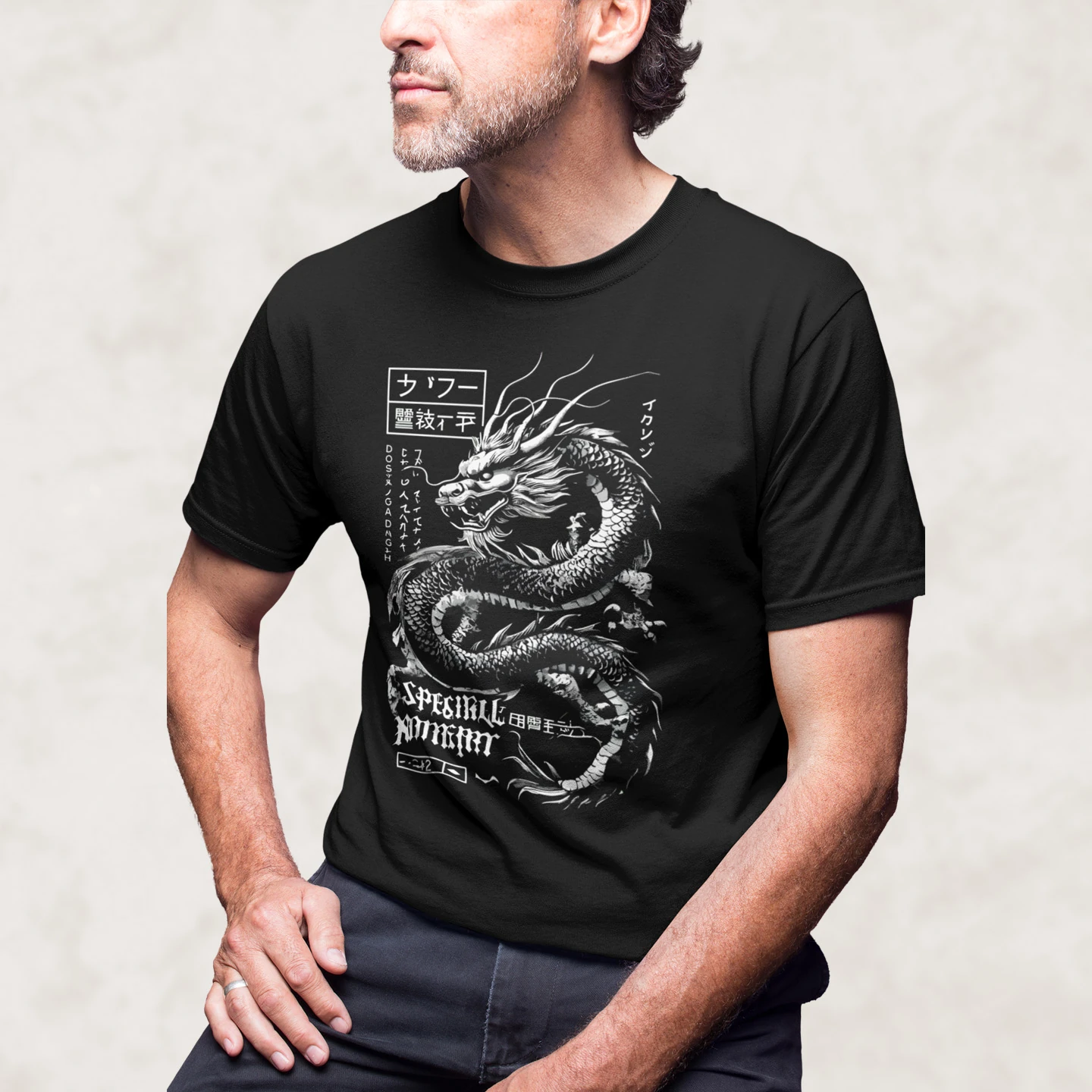 Monochrome Dragon Spirit | Unisex Jersey Short Sleeve Tee - Image 2