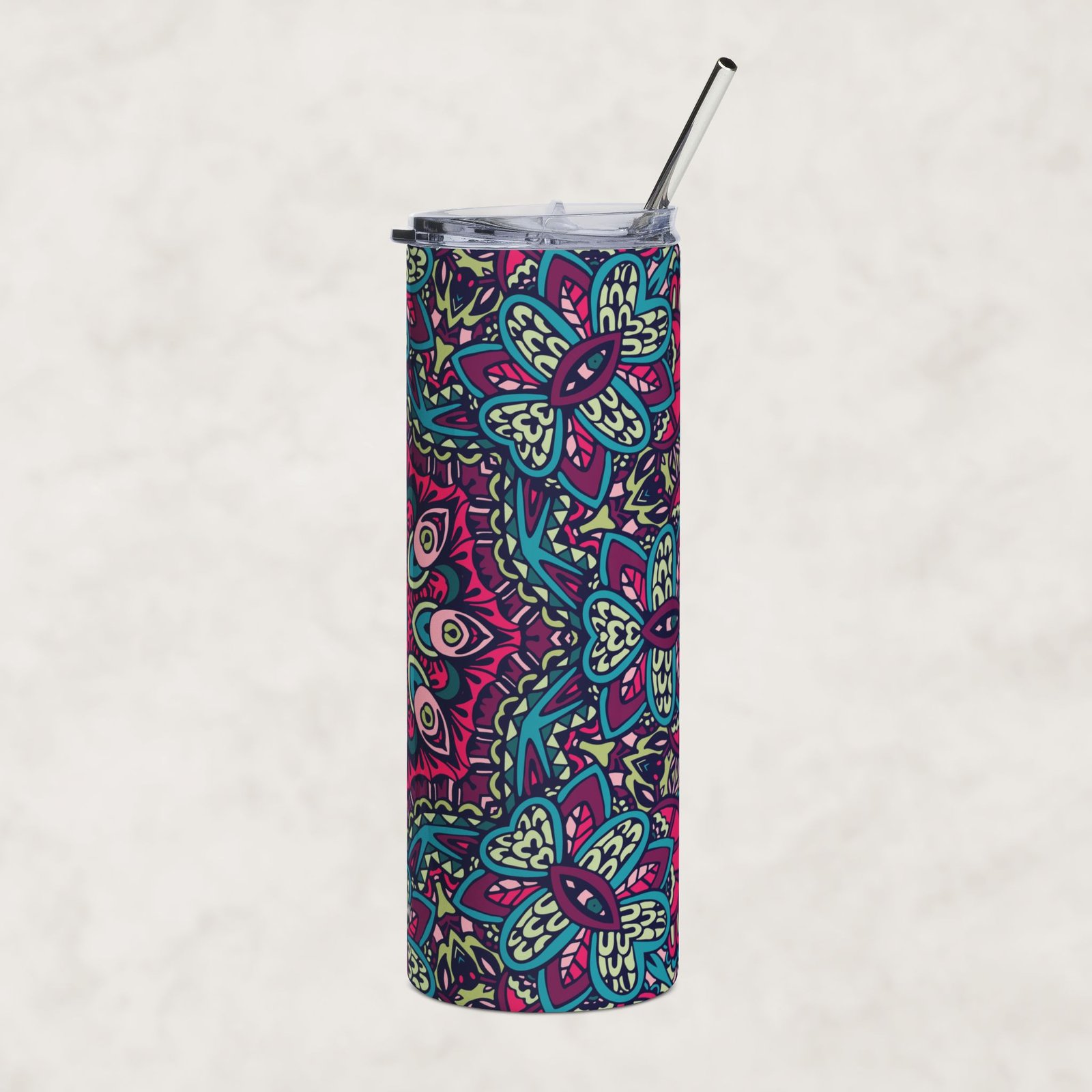 Neon Lotus Eyes | 20oz Stainless Steel Tumbler - Image 4