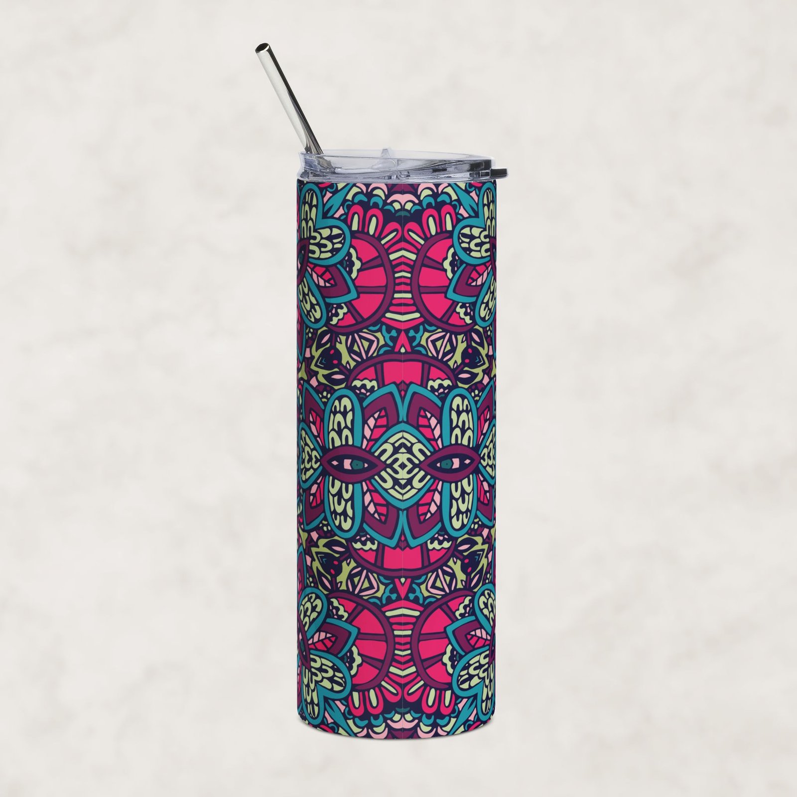 Neon Lotus Eyes | 20oz Stainless Steel Tumbler - Image 3