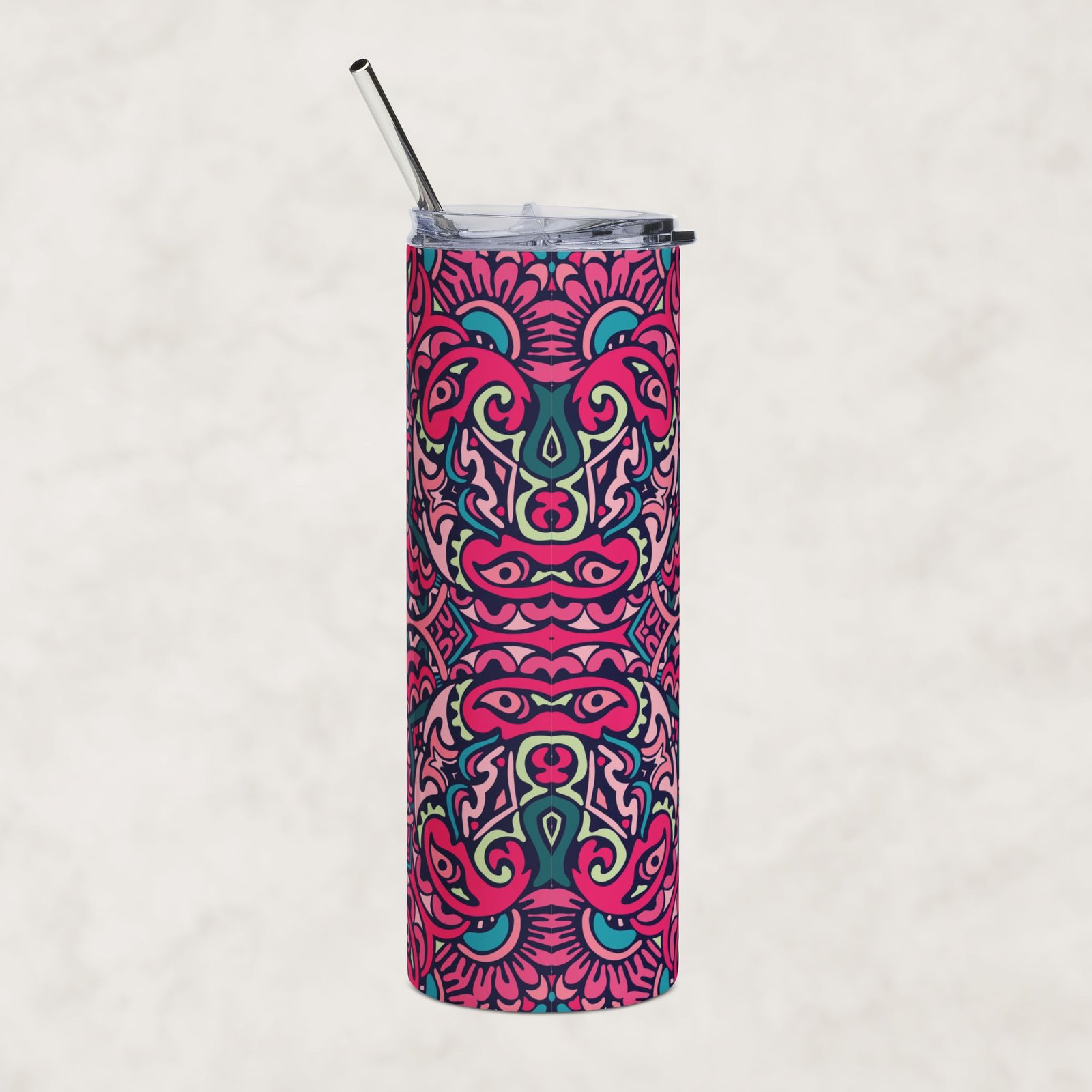 Pink Paisley Mandala | 20oz Stainless Steel Tumbler - Image 3